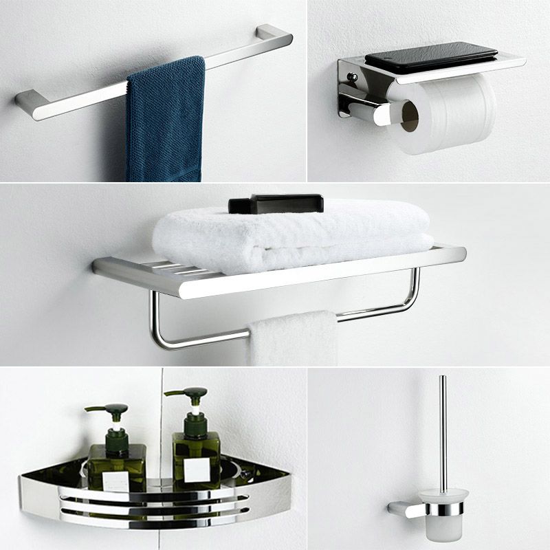Contemporary Bathroom Accessory As Individual Or As a Set in Silver Clearhalo 'Bathroom Hardware Sets' 'Bathroom Hardware' 'Bathroom Remodel & Bathroom Fixtures' 'bathroom_hardware_sets' 'Home Improvement' 'home_improvement' 'home_improvement_bathroom_hardware_sets' 1200x1200_803d1ee0-0cd3-49fe-bb2c-55ae3aa5aefa