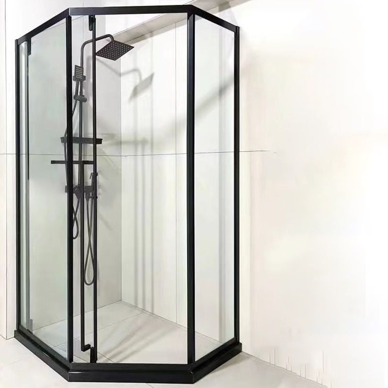 Framed Neo-Angle Shower Enclosure Single Sliding Shower Enclosure with Header Clearhalo 'Bathroom Remodel & Bathroom Fixtures' 'Home Improvement' 'home_improvement' 'home_improvement_shower_stalls_enclosures' 'Shower Stalls & Enclosures' 'shower_stalls_enclosures' 'Showers & Bathtubs' 1200x1200_8053b60e-39f3-4f82-8f0c-2f464dc65516