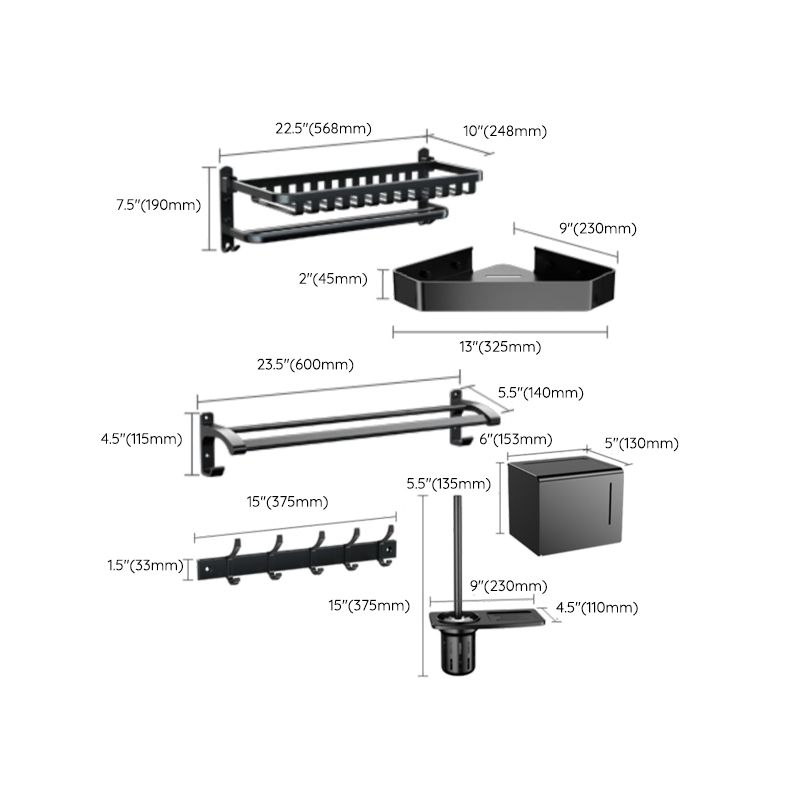 Traditional Black Bathroom Accessory As Individual Or As a Set Clearhalo 'Bathroom Hardware Sets' 'Bathroom Hardware' 'Bathroom Remodel & Bathroom Fixtures' 'bathroom_hardware_sets' 'Home Improvement' 'home_improvement' 'home_improvement_bathroom_hardware_sets' 1200x1200_806d6dc5-7c6d-4de6-8a53-7e4b4bfaf34b