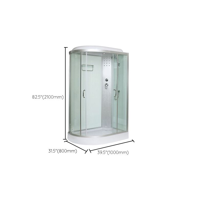 Tempered Glass Double Sliding Shower Enclosure White Frame One Piece Shower Enclosure Clearhalo 'Bathroom Remodel & Bathroom Fixtures' 'Home Improvement' 'home_improvement' 'home_improvement_shower_stalls_enclosures' 'Shower Stalls & Enclosures' 'shower_stalls_enclosures' 'Showers & Bathtubs' 1200x1200_8070b8ae-7e6e-47b9-9b8f-ec6352d259c2