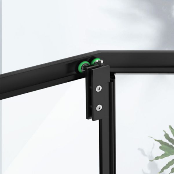 Neo-Angle Black Frame Shower Enclosure Tempered Glass Shower Stall with Fixed Panel Clearhalo 'Bathroom Remodel & Bathroom Fixtures' 'Home Improvement' 'home_improvement' 'home_improvement_shower_stalls_enclosures' 'Shower Stalls & Enclosures' 'shower_stalls_enclosures' 'Showers & Bathtubs' 1200x1200_80865904-9baf-46ad-9064-b70d84d3eded