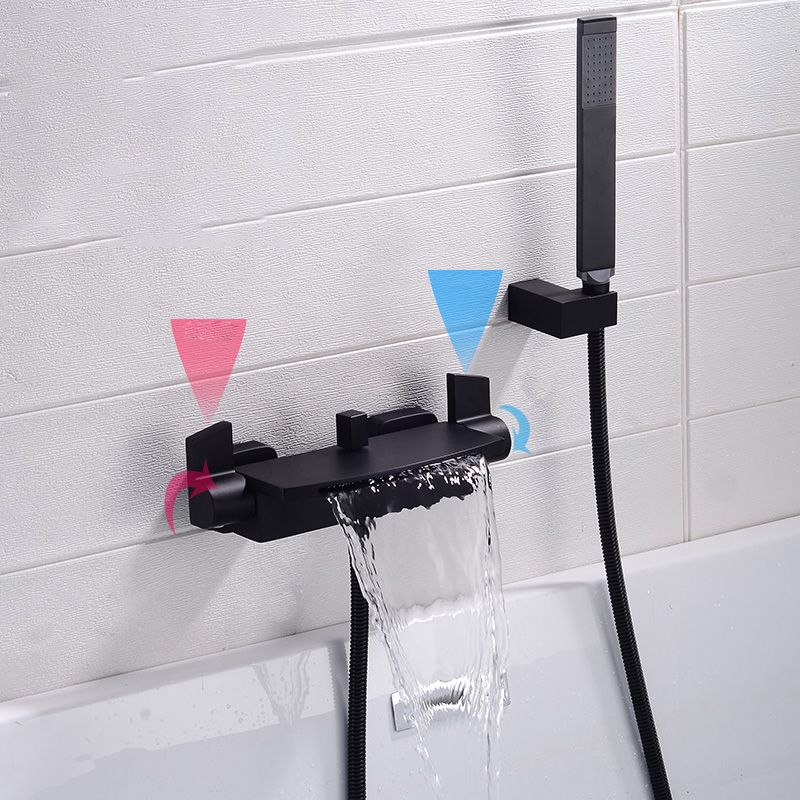 Modern Bathroom Faucet Two Handle Copper Wall Mounted Bath Faucet Trim Clearhalo 'Bathroom Remodel & Bathroom Fixtures' 'Bathtub Faucets' 'bathtub_faucets' 'Home Improvement' 'home_improvement' 'home_improvement_bathtub_faucets' 1200x1200_80ab6a40-49a2-4ef9-9e70-2ce7bfe2de4a