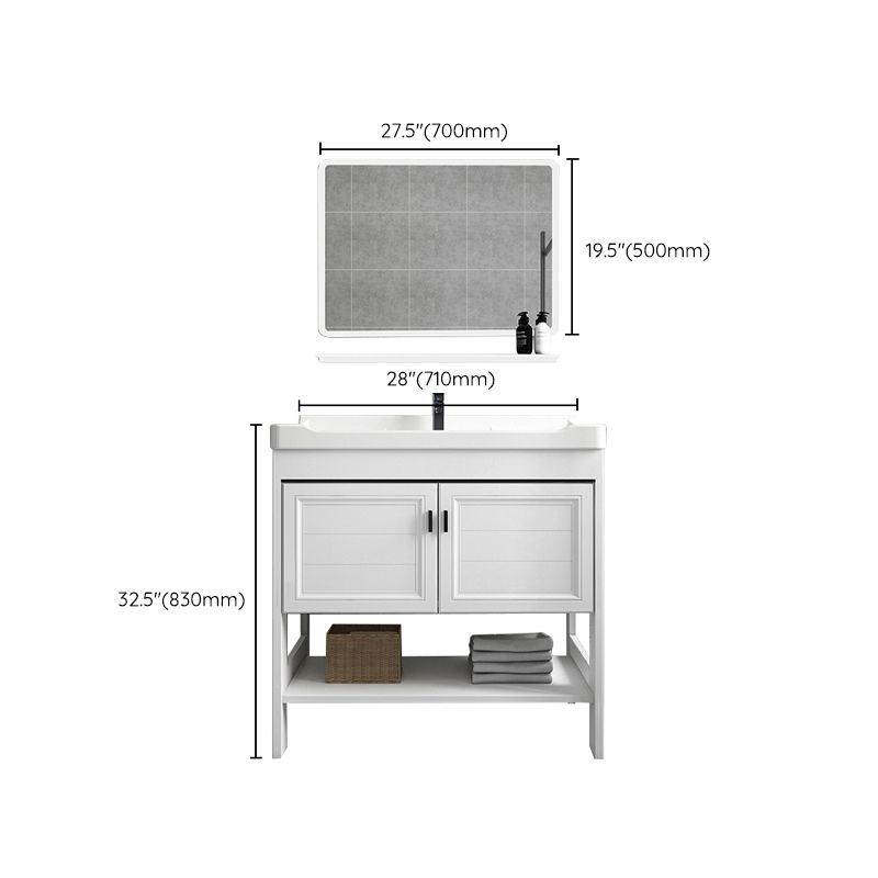 Modern Single Bath Vanity Freestanding White Metal Base Sink Vanity Clearhalo 'Bathroom Remodel & Bathroom Fixtures' 'Bathroom Vanities' 'bathroom_vanities' 'Home Improvement' 'home_improvement' 'home_improvement_bathroom_vanities' 1200x1200_80b7a0e9-0d39-40c3-bca3-3f6c56c8e681