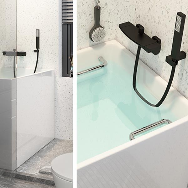 Modern Acrylic Alcove Bathtub 23.6" H Rectangular Bath Tub for Home Clearhalo 'Bathroom Remodel & Bathroom Fixtures' 'Bathtubs' 'Home Improvement' 'home_improvement' 'home_improvement_bathtubs' 'Showers & Bathtubs' 1200x1200_80ccbaad-8a3d-46c0-a875-47ccef31136a