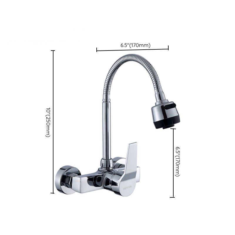 Contemporary Two Handles Kitchen Faucet Pull-down Metal Wall-mounted Faucet Clearhalo 'Home Improvement' 'home_improvement' 'home_improvement_kitchen_faucets' 'Kitchen Faucets' 'Kitchen Remodel & Kitchen Fixtures' 'Kitchen Sinks & Faucet Components' 'kitchen_faucets' 1200x1200_80ccecc4-f0ea-4355-9445-8d0ce3ee4038