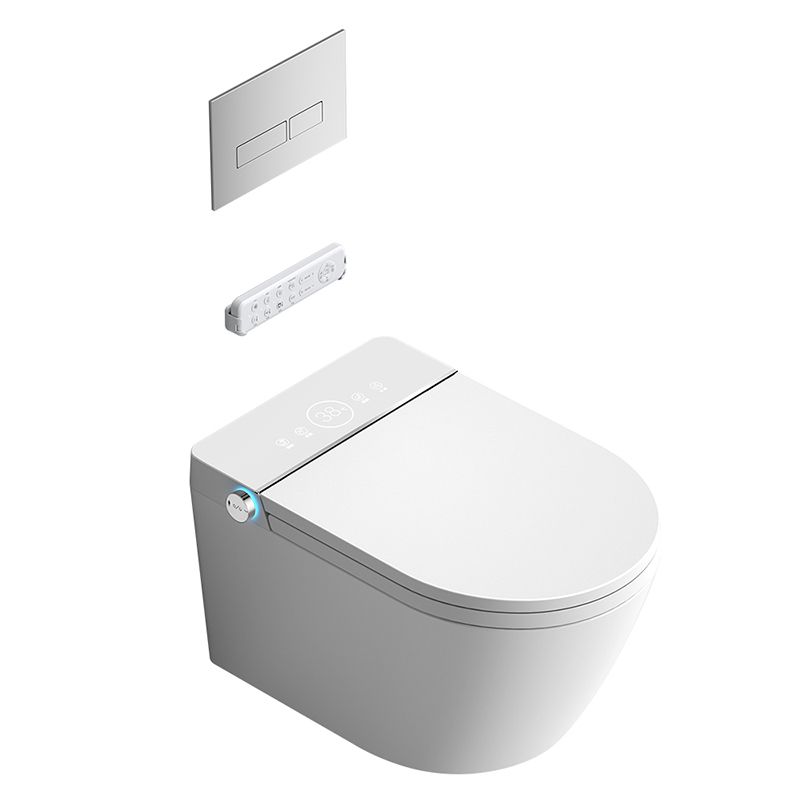 Cotton White Smart Toilet Antimicrobial Foot Sensor Elongated Wall Hung Toilet Set Clearhalo 'Bathroom Remodel & Bathroom Fixtures' 'Bidets' 'Home Improvement' 'home_improvement' 'home_improvement_bidets' 'Toilets & Bidets' 1200x1200_80d6febf-3e9e-4940-8f04-0d5aea8cc497