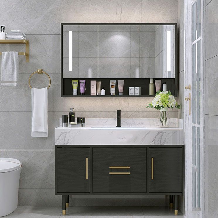 Double Sink Vanity Set 2 Doors Rectangle Freestanding Metal Frame Vanity with Mirror Clearhalo 'Bathroom Remodel & Bathroom Fixtures' 'Bathroom Vanities' 'bathroom_vanities' 'Home Improvement' 'home_improvement' 'home_improvement_bathroom_vanities' 1200x1200_8128e7e2-4f5a-47b0-bb9a-9dc391a91db2