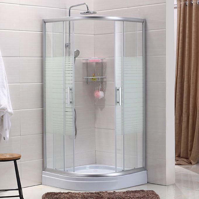 Contemporary Shower Stall Striped Round Semi-Frameless Shower Stall Clearhalo 'Bathroom Remodel & Bathroom Fixtures' 'Home Improvement' 'home_improvement' 'home_improvement_shower_stalls_enclosures' 'Shower Stalls & Enclosures' 'shower_stalls_enclosures' 'Showers & Bathtubs' 1200x1200_815e8f78-cce1-4d31-bd0a-f949b0f59d79
