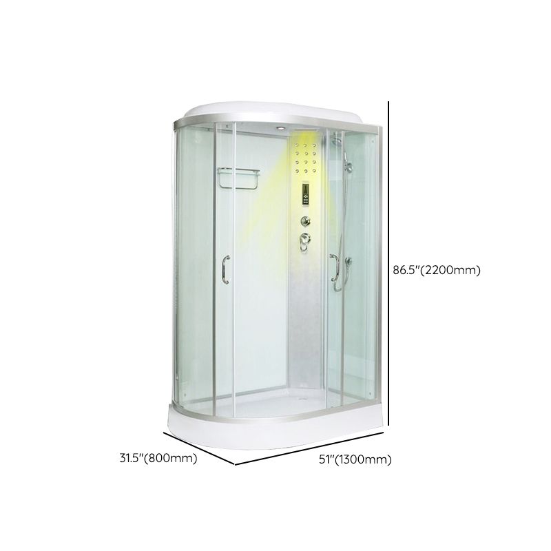 Framed Neo-Round Shower Kit Double Sliding Shower Stall with White Base Clearhalo 'Bathroom Remodel & Bathroom Fixtures' 'Home Improvement' 'home_improvement' 'home_improvement_shower_stalls_enclosures' 'Shower Stalls & Enclosures' 'shower_stalls_enclosures' 'Showers & Bathtubs' 1200x1200_815f7526-6443-4b88-b96f-e92a5bb6f5c4