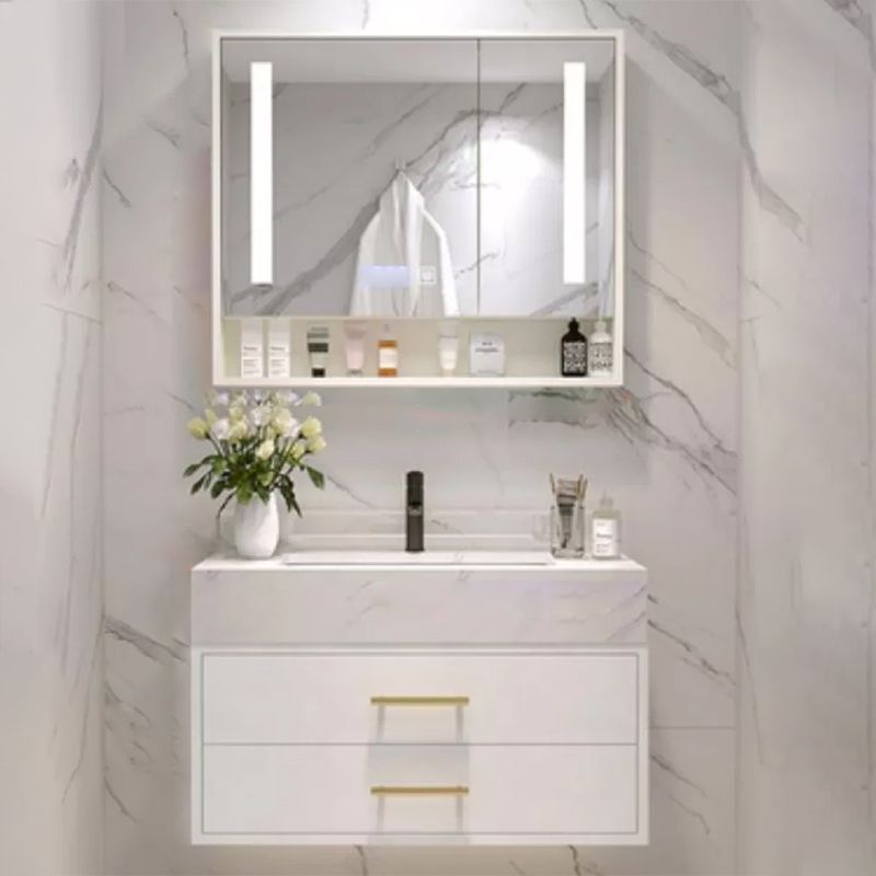 Bathroom Vanity Set Single-Sink Wall-Mounted Mirror Included Drawers Bathroom Vanity Clearhalo 'Bathroom Remodel & Bathroom Fixtures' 'Bathroom Vanities' 'bathroom_vanities' 'Home Improvement' 'home_improvement' 'home_improvement_bathroom_vanities' 1200x1200_8169df49-eaa9-4007-80b8-115f642c0257