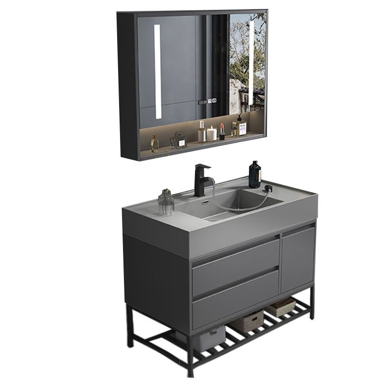Modern Bathroom Vanity Set Freestanding with Drawers and Backsplash Included Clearhalo 'Bathroom Remodel & Bathroom Fixtures' 'Bathroom Vanities' 'bathroom_vanities' 'Home Improvement' 'home_improvement' 'home_improvement_bathroom_vanities' 1200x1200_817c9a19-e0b6-49a4-9a19-e5059f040ca1