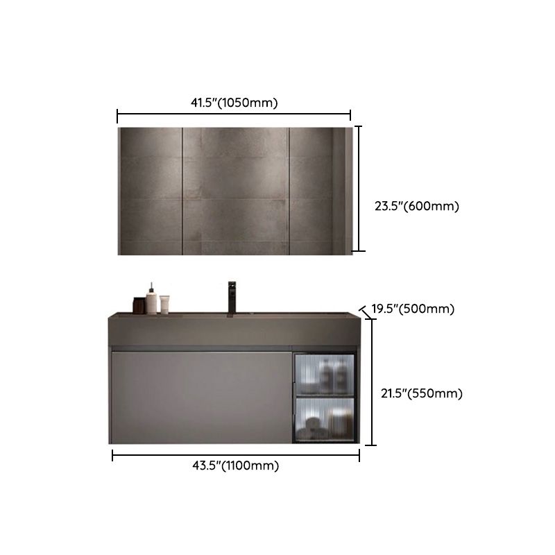 Modern Bathroom Vanity Cabinet Wall-Mounted One Drawer and Shelving Clearhalo 'Bathroom Remodel & Bathroom Fixtures' 'Bathroom Vanities' 'bathroom_vanities' 'Home Improvement' 'home_improvement' 'home_improvement_bathroom_vanities' 1200x1200_818dabc2-b65d-476c-b15f-e3252a60fcf1