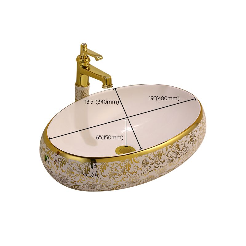 Glam Vessel Lavatory Sink Oval Porcelain with Faucet Vessel Sink Clearhalo 'Bathroom Remodel & Bathroom Fixtures' 'Bathroom Sinks & Faucet Components' 'Bathroom Sinks' 'bathroom_sink' 'Home Improvement' 'home_improvement' 'home_improvement_bathroom_sink' 1200x1200_8191ad07-3c37-4f02-b9ad-5e468300f1de