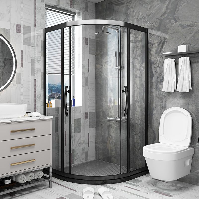Modern Shower Enclosure Laminated Glass Corner with Fixed Panel Shower Stall Clearhalo 'Bathroom Remodel & Bathroom Fixtures' 'Home Improvement' 'home_improvement' 'home_improvement_shower_stalls_enclosures' 'Shower Stalls & Enclosures' 'shower_stalls_enclosures' 'Showers & Bathtubs' 1200x1200_81b1ad38-b47b-4ae3-be69-10805230f471