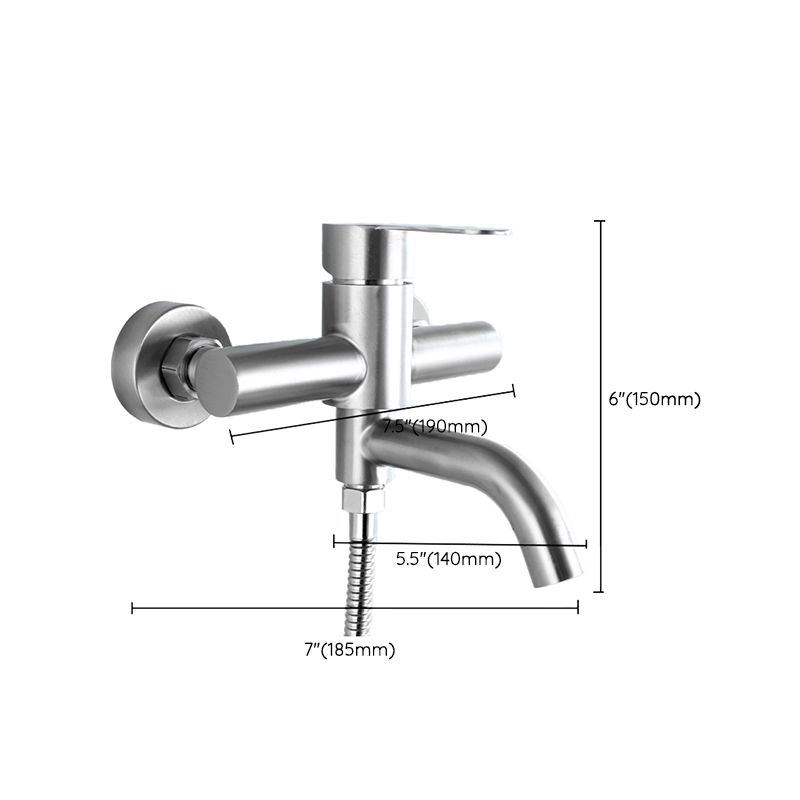 Modern Bathtub Faucet 304 Stainless Steel Swivel Spout Wall Mounted Tub Faucet Trim Clearhalo 'Bathroom Remodel & Bathroom Fixtures' 'Bathtub Faucets' 'bathtub_faucets' 'Home Improvement' 'home_improvement' 'home_improvement_bathtub_faucets' 1200x1200_81d5d5b3-da0c-45e3-a47a-2a95af2d1e2a