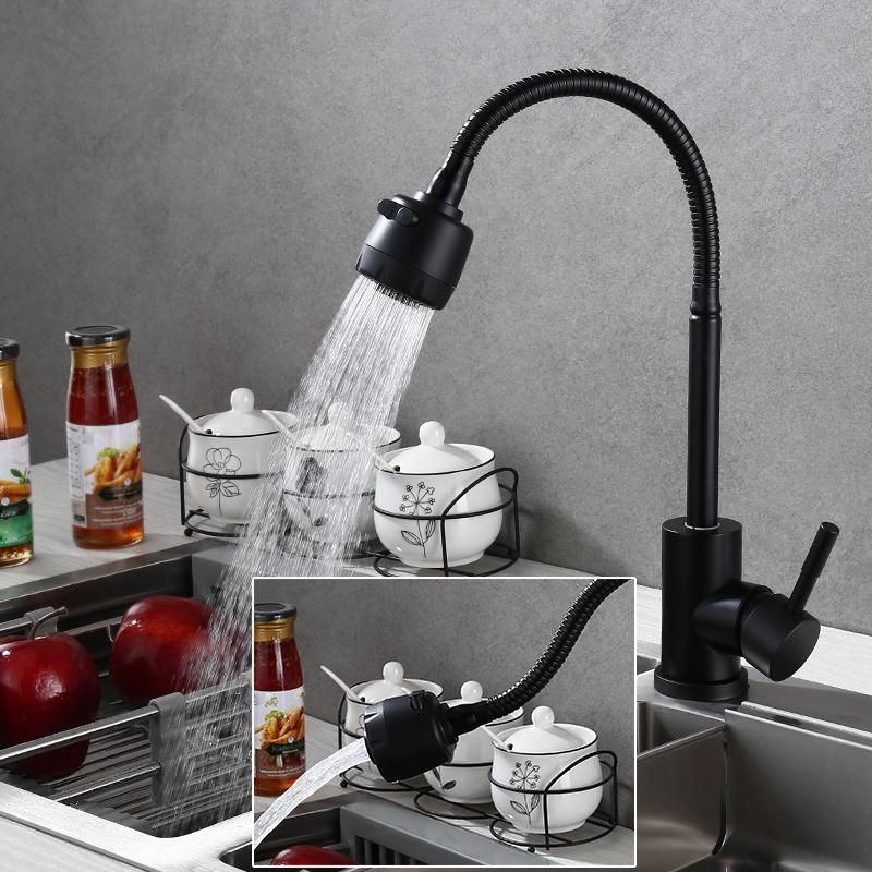 Modern 1-Handle 1-Hole Faucets Black and Silver Standard Kitchen Faucet Clearhalo 'Home Improvement' 'home_improvement' 'home_improvement_kitchen_faucets' 'Kitchen Faucets' 'Kitchen Remodel & Kitchen Fixtures' 'Kitchen Sinks & Faucet Components' 'kitchen_faucets' 1200x1200_81f7e3b2-e520-48b6-84f1-ba8953bae129