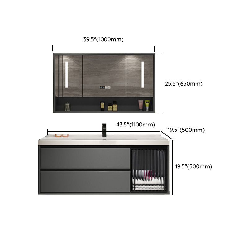 Trendy Bathroom Vanity Wall Mount Open Shelf Single Sink with Soft Close Door Clearhalo 'Bathroom Remodel & Bathroom Fixtures' 'Bathroom Vanities' 'bathroom_vanities' 'Home Improvement' 'home_improvement' 'home_improvement_bathroom_vanities' 1200x1200_82246b08-97f3-4897-8e58-fb4889a8e966