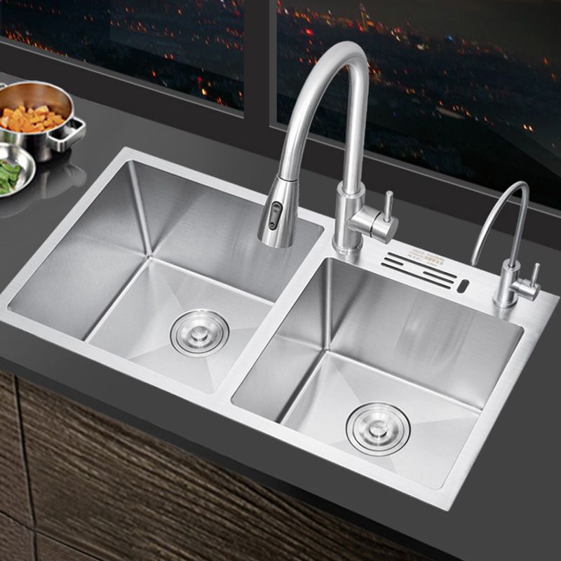 Contemporary Kitchen Sink Stainless Steel Drain Assembly Kitchen Sink Clearhalo 'Home Improvement' 'home_improvement' 'home_improvement_kitchen_sinks' 'Kitchen Remodel & Kitchen Fixtures' 'Kitchen Sinks & Faucet Components' 'Kitchen Sinks' 'kitchen_sinks' 1200x1200_82372e15-7b3b-477e-afbd-56cda4256420