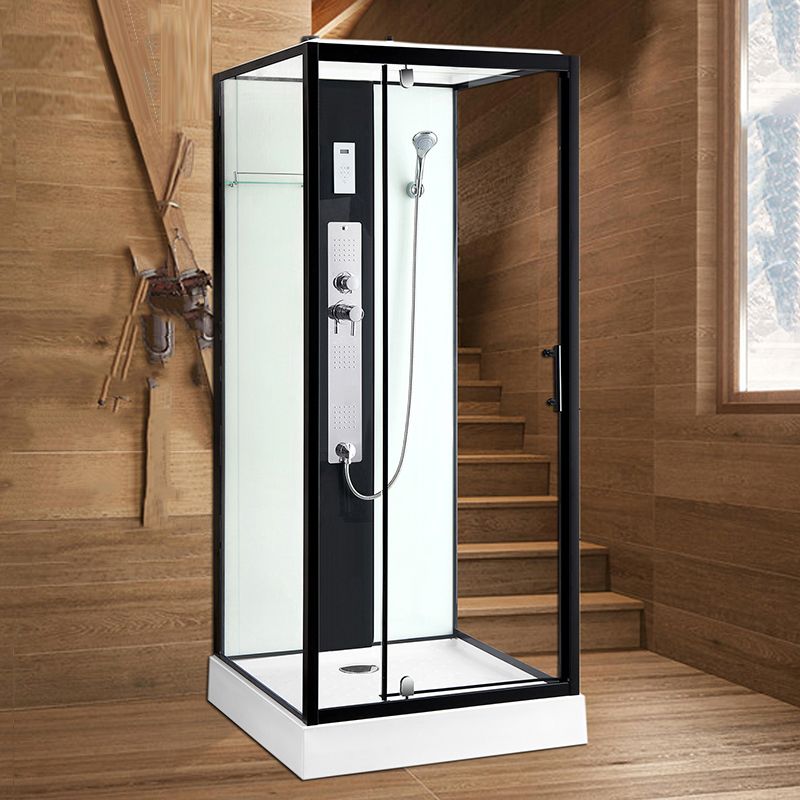 Modern Shower Stall Black Framed Shower Head Drainer Shower Stall Clearhalo 'Bathroom Remodel & Bathroom Fixtures' 'Home Improvement' 'home_improvement' 'home_improvement_shower_stalls_enclosures' 'Shower Stalls & Enclosures' 'shower_stalls_enclosures' 'Showers & Bathtubs' 1200x1200_82377a57-c681-48b6-8bb6-5fe1cc319c86