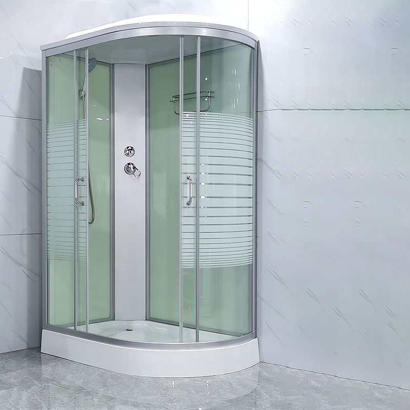 Round Shower Stall Double Sliding Shower Stall with Base Kit Clearhalo 'Bathroom Remodel & Bathroom Fixtures' 'Home Improvement' 'home_improvement' 'home_improvement_shower_stalls_enclosures' 'Shower Stalls & Enclosures' 'shower_stalls_enclosures' 'Showers & Bathtubs' 1200x1200_8246e99c-3a3a-4e92-b9c4-e2abf2e72034