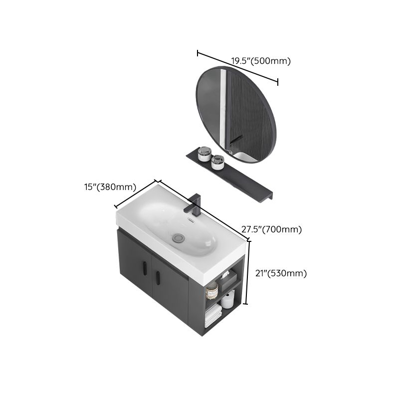 Modern Dark Gray Ceramic Vanity Single-Sink Wall Mount Vanity Sink Clearhalo 'Bathroom Remodel & Bathroom Fixtures' 'Bathroom Vanities' 'bathroom_vanities' 'Home Improvement' 'home_improvement' 'home_improvement_bathroom_vanities' 1200x1200_824a2b77-1e40-4ef1-8fd1-1f9463e16dae