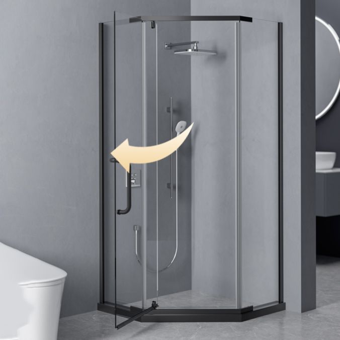 Narrow Edge Semi Frameless Pivot Shower Door Tempered Glass Shower Door Clearhalo 'Bathroom Remodel & Bathroom Fixtures' 'Home Improvement' 'home_improvement' 'home_improvement_shower_tub_doors' 'Shower and Tub Doors' 'shower_tub_doors' 'Showers & Bathtubs' 1200x1200_8252e2cd-4eec-4442-b9b5-72f3b9893e38