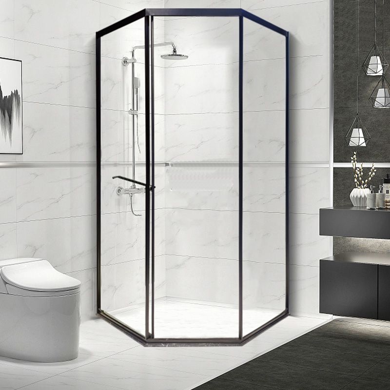 Single Sliding Shower Bath Door Transparent Shower Doors in Black Clearhalo 'Bathroom Remodel & Bathroom Fixtures' 'Home Improvement' 'home_improvement' 'home_improvement_shower_tub_doors' 'Shower and Tub Doors' 'shower_tub_doors' 'Showers & Bathtubs' 1200x1200_825baf4d-5f35-4709-8192-95fcfa77c45a