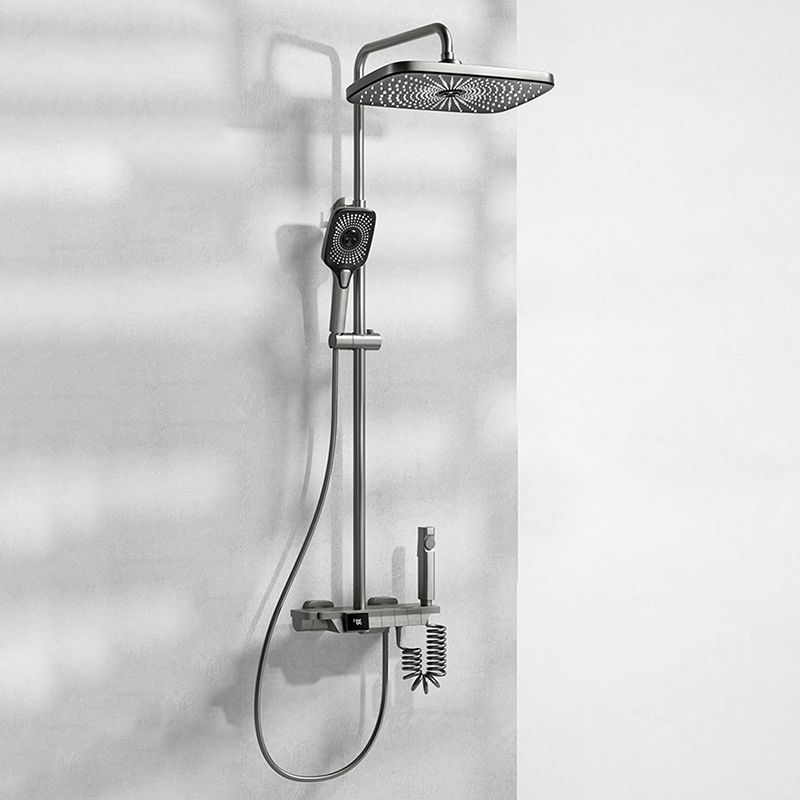 Modern Brass Shower Set 2 Shower Heads Shower Faucet in Gray and White Clearhalo 'Bathroom Remodel & Bathroom Fixtures' 'Home Improvement' 'home_improvement' 'home_improvement_shower_faucets' 'Shower Faucets & Systems' 'shower_faucets' 'Showers & Bathtubs Plumbing' 'Showers & Bathtubs' 1200x1200_826e4adb-813b-4d84-91e7-228baccff497