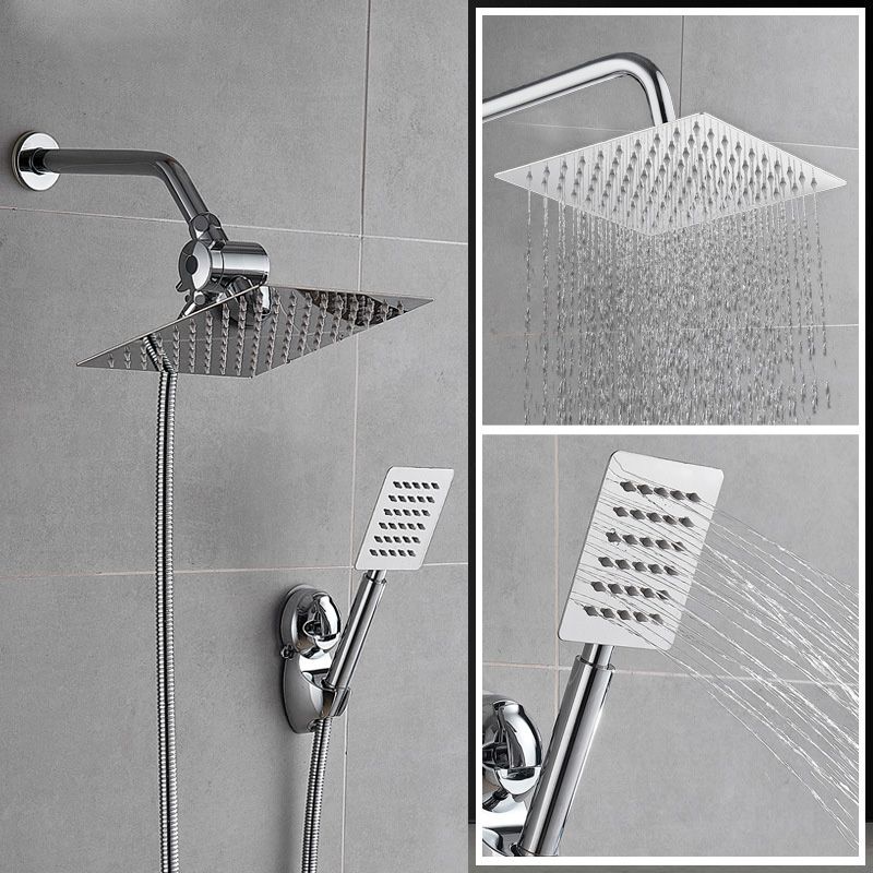 Square Metal Dual Shower Heads Modern Shower with Shower Hose Clearhalo 'Bathroom Remodel & Bathroom Fixtures' 'Home Improvement' 'home_improvement' 'home_improvement_shower_heads' 'Shower Heads' 'shower_heads' 'Showers & Bathtubs Plumbing' 'Showers & Bathtubs' 1200x1200_827f99c1-f195-40c3-8e77-485e9466712e