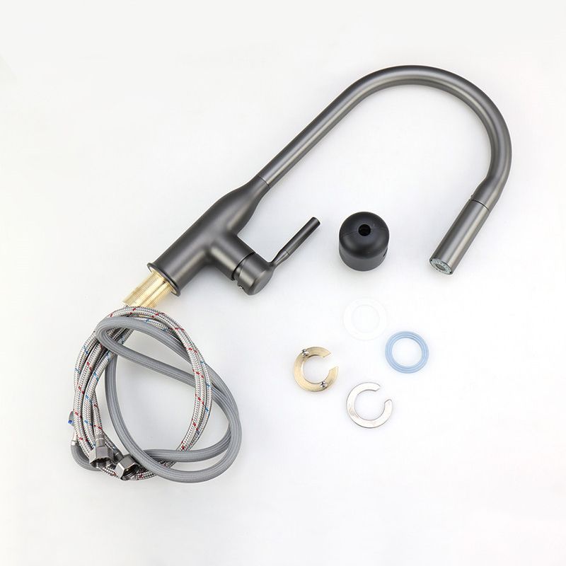 Modern Style Kitchen Faucet Copper 1-Handle Retractable High Arc Kitchen Faucet Clearhalo 'Home Improvement' 'home_improvement' 'home_improvement_kitchen_faucets' 'Kitchen Faucets' 'Kitchen Remodel & Kitchen Fixtures' 'Kitchen Sinks & Faucet Components' 'kitchen_faucets' 1200x1200_828395a6-4fe7-45e1-80f7-d3de11fa3da3