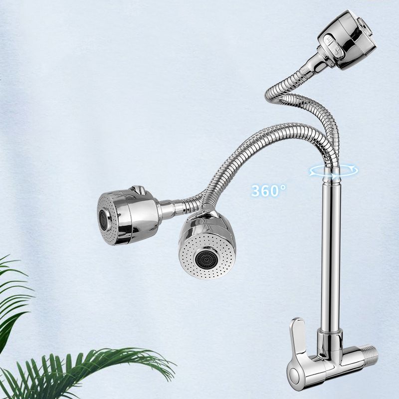 Contemporary Single Handle Kitchen Faucet Pull-down Wall-mounted Faucet in Chrome Clearhalo 'Home Improvement' 'home_improvement' 'home_improvement_kitchen_faucets' 'Kitchen Faucets' 'Kitchen Remodel & Kitchen Fixtures' 'Kitchen Sinks & Faucet Components' 'kitchen_faucets' 1200x1200_8292deea-3219-41d8-a405-c87dca607246