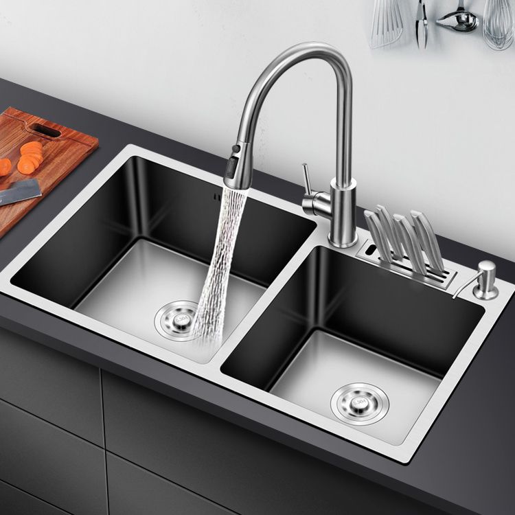 Modern Style Kitchen Sink Stainless Steel Drop-In Kitchen Double Sink Clearhalo 'Home Improvement' 'home_improvement' 'home_improvement_kitchen_sinks' 'Kitchen Remodel & Kitchen Fixtures' 'Kitchen Sinks & Faucet Components' 'Kitchen Sinks' 'kitchen_sinks' 1200x1200_82b4da7d-45fb-4efa-b833-e361cad87bf9
