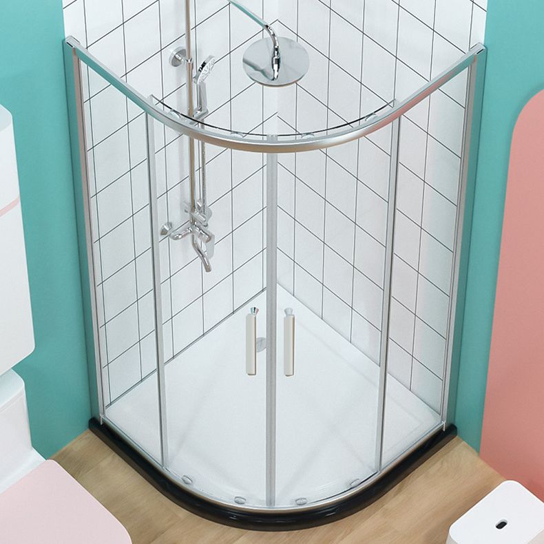Silver and Black Shower Enclosure Clear Tempered Glass Shower Stall Clearhalo 'Bathroom Remodel & Bathroom Fixtures' 'Home Improvement' 'home_improvement' 'home_improvement_shower_stalls_enclosures' 'Shower Stalls & Enclosures' 'shower_stalls_enclosures' 'Showers & Bathtubs' 1200x1200_82cd0390-c376-4c0d-9d6b-6b475f58dc62