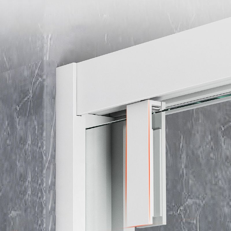 White Double Sliding Shower Door with Semi Frameless 304 Stainless Steel Frame Clearhalo 'Bathroom Remodel & Bathroom Fixtures' 'Home Improvement' 'home_improvement' 'home_improvement_shower_tub_doors' 'Shower and Tub Doors' 'shower_tub_doors' 'Showers & Bathtubs' 1200x1200_82e290e6-f742-46c9-9b5f-802b7bc82fba