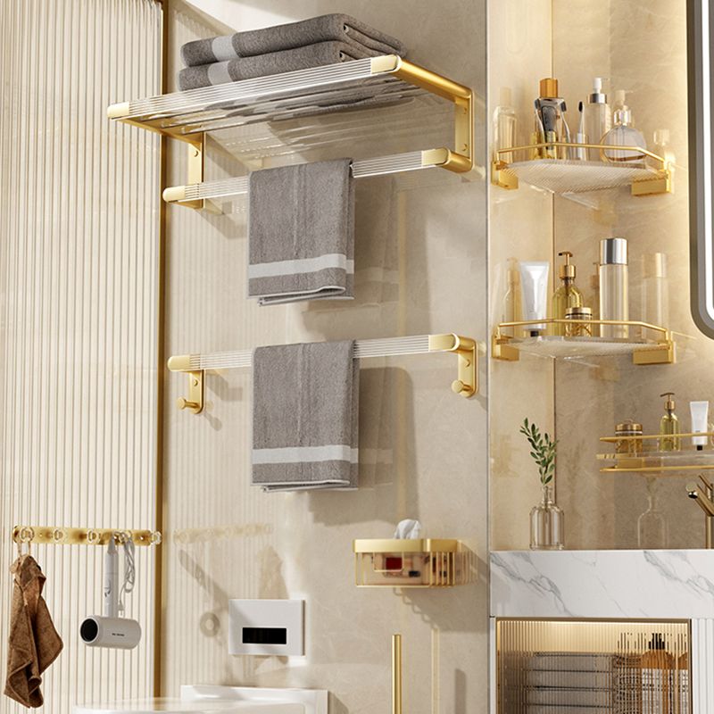 Modern Bathroom Accessory Set in Gold Metal and Acrylic Bath Hardware Set Clearhalo 'Bathroom Hardware Sets' 'Bathroom Hardware' 'Bathroom Remodel & Bathroom Fixtures' 'bathroom_hardware_sets' 'Home Improvement' 'home_improvement' 'home_improvement_bathroom_hardware_sets' 1200x1200_82e3e701-bd63-4b80-9221-d7dbfe07515b