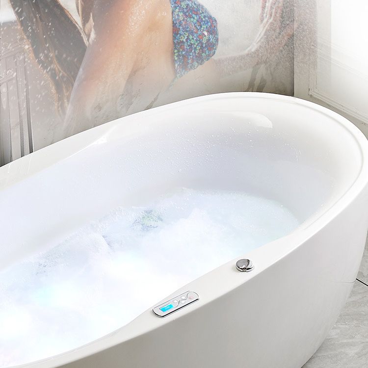 Modern Oval Acrylic Bathtub Hotel Freestanding Bath Tub in White Clearhalo 'Bathroom Remodel & Bathroom Fixtures' 'Bathtubs' 'Home Improvement' 'home_improvement' 'home_improvement_bathtubs' 'Showers & Bathtubs' 1200x1200_82f72041-b026-4441-beb3-2a9d8be8ca5f