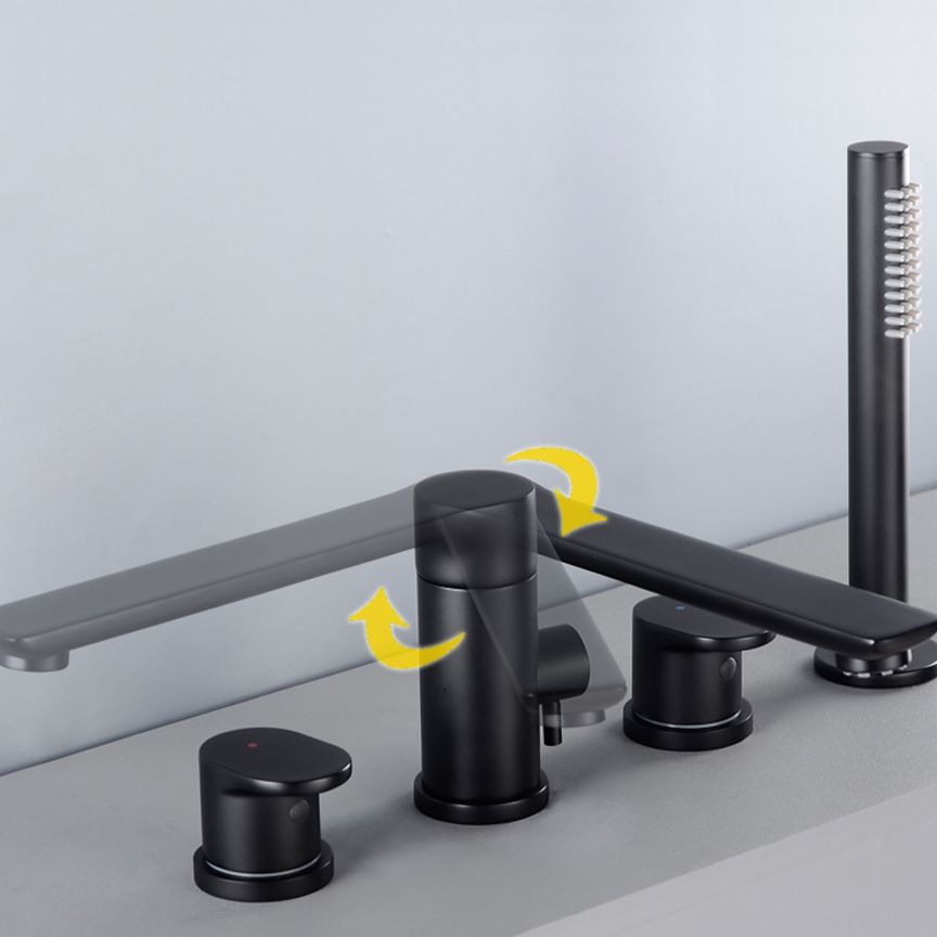 Modern Roman Tub Trim Brass Deck-Mount with Handshower Roman Bathtub Faucet Clearhalo 'Bathroom Remodel & Bathroom Fixtures' 'Bathtub Faucets' 'bathtub_faucets' 'Home Improvement' 'home_improvement' 'home_improvement_bathtub_faucets' 1200x1200_83324532-5185-4a56-9d02-8935224b2127