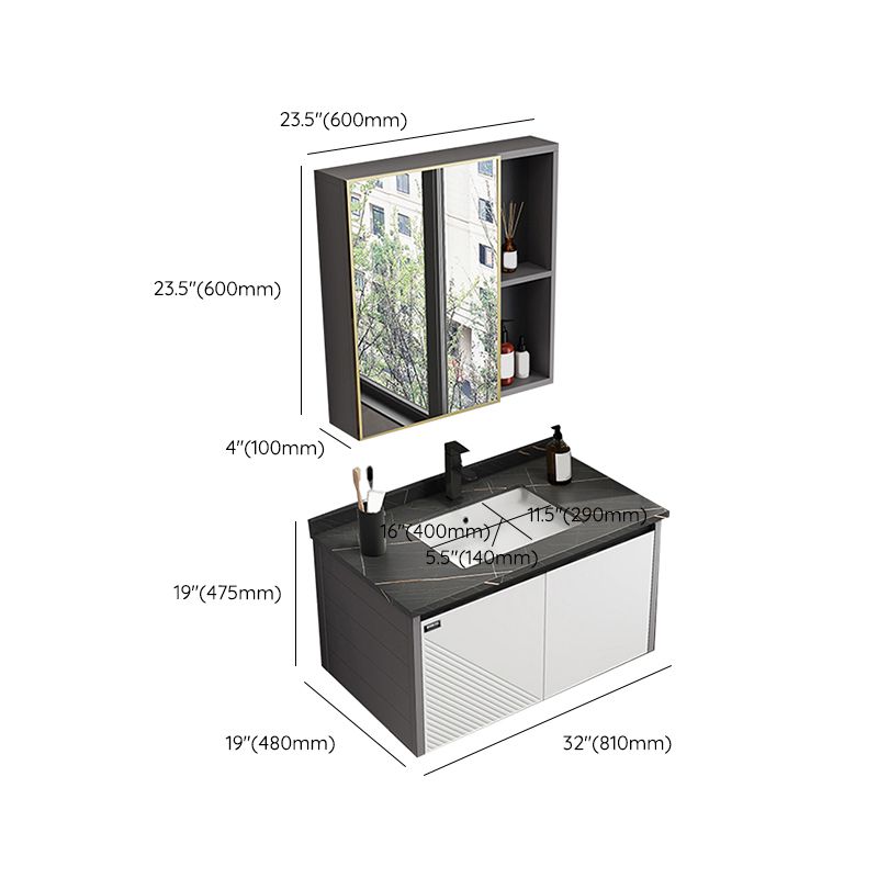 Modern Sink Vanity Set Wall Mounted Rectangular Sink Drawers Vanity Set Clearhalo 'Bathroom Remodel & Bathroom Fixtures' 'Bathroom Vanities' 'bathroom_vanities' 'Home Improvement' 'home_improvement' 'home_improvement_bathroom_vanities' 1200x1200_833d67d2-0ac4-428e-9752-663bc75c988c
