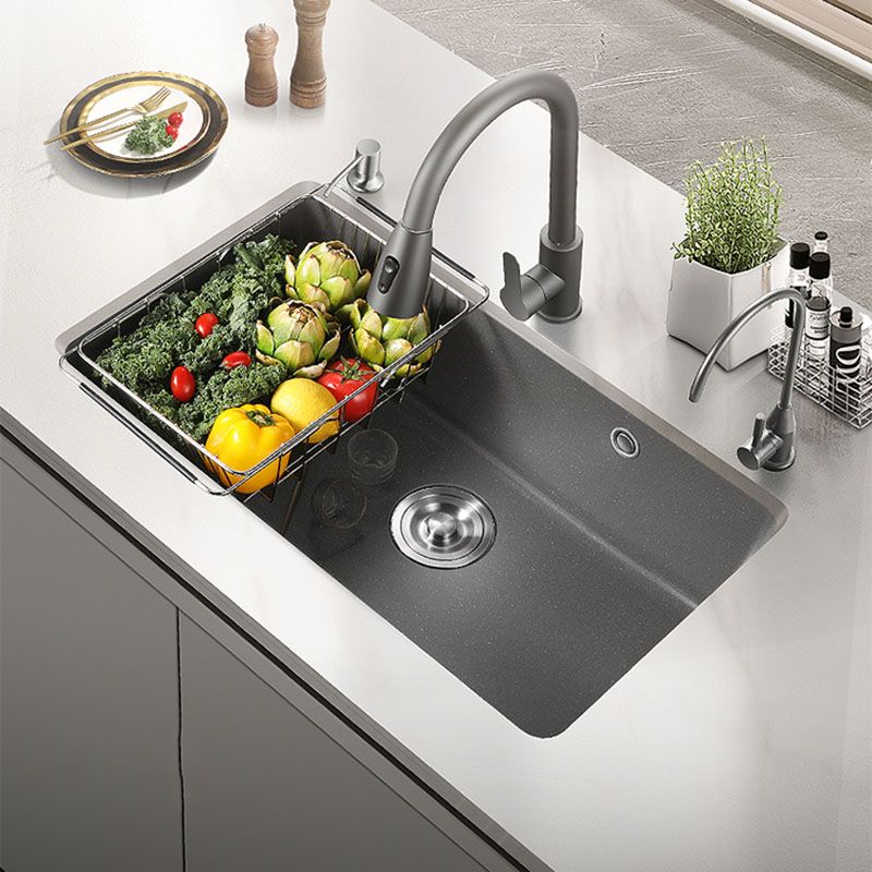 Quartz Kitchen Sink Contemporary Single Bowl Kitchen Sink with Strainer Clearhalo 'Home Improvement' 'home_improvement' 'home_improvement_kitchen_sinks' 'Kitchen Remodel & Kitchen Fixtures' 'Kitchen Sinks & Faucet Components' 'Kitchen Sinks' 'kitchen_sinks' 1200x1200_83418a23-df9e-41b4-b192-dc0b83677162