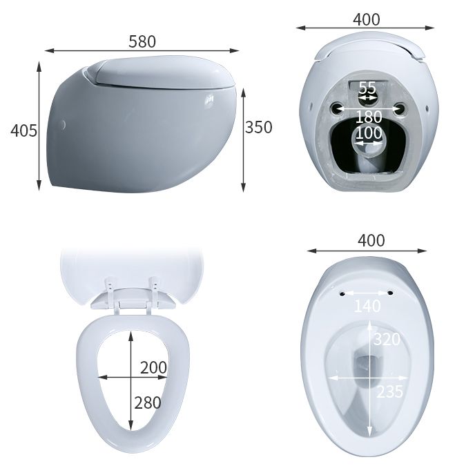 Contemporary Flush Toilet Round One Piece Toilet Wall Mount Porcelain Toilet Clearhalo 'Bathroom Remodel & Bathroom Fixtures' 'Home Improvement' 'home_improvement' 'home_improvement_toilets' 'Toilets & Bidets' 'Toilets' 1200x1200_83726487-2bbd-4dd1-9306-398381fb79e6