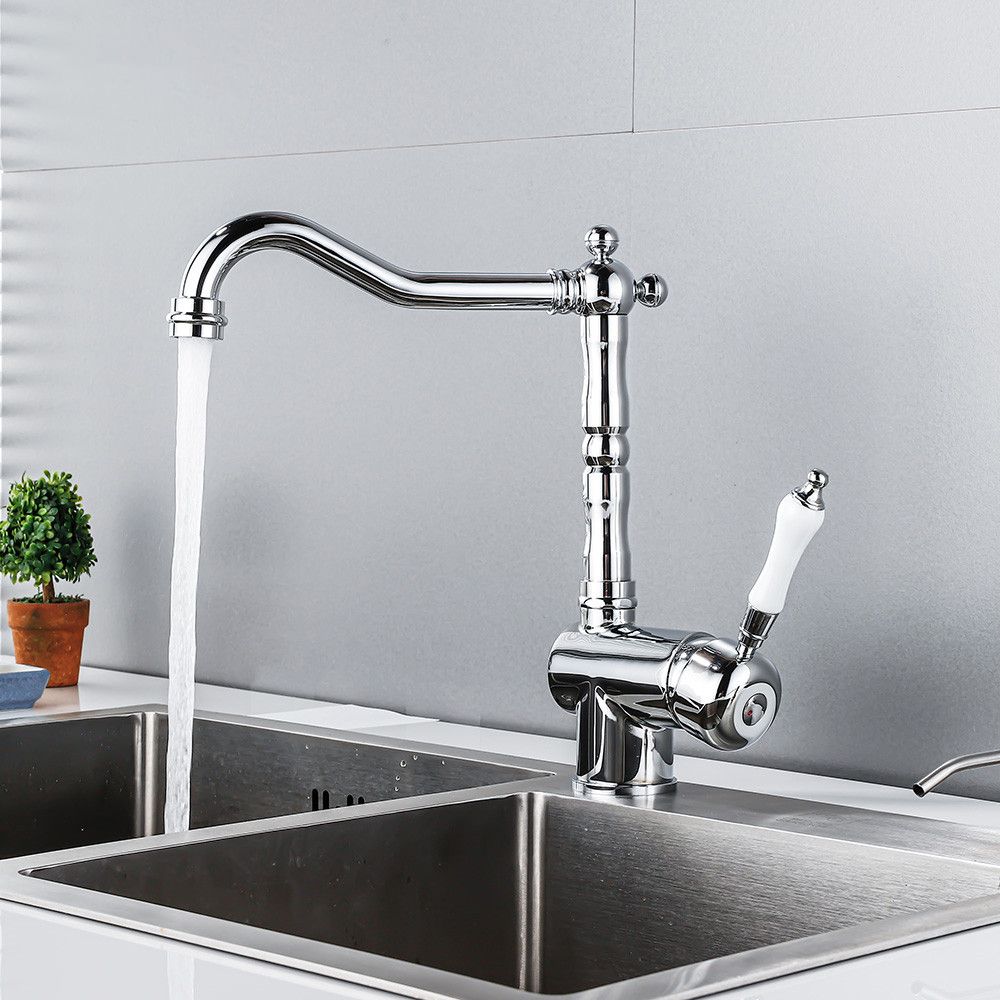 Traditional Kitchen Bar Faucet Gooseneck 1-Hole Kitchen Faucets Clearhalo 'Home Improvement' 'home_improvement' 'home_improvement_kitchen_faucets' 'Kitchen Faucets' 'Kitchen Remodel & Kitchen Fixtures' 'Kitchen Sinks & Faucet Components' 'kitchen_faucets' 1200x1200_838aad55-6f9c-479b-83f7-69fad46a1c3a