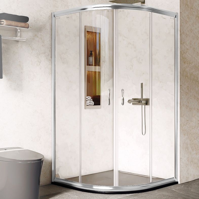 Double Sliding Stainless Steel Shower Enclosure Framed Clear Shower Enclosure Clearhalo 'Bathroom Remodel & Bathroom Fixtures' 'Home Improvement' 'home_improvement' 'home_improvement_shower_stalls_enclosures' 'Shower Stalls & Enclosures' 'shower_stalls_enclosures' 'Showers & Bathtubs' 1200x1200_838fe9db-5aca-4bf5-92aa-1a712c49f53c