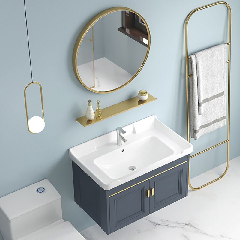 Blue Rectangle Vanity Set Metal Frame Wall-Mounted 2 Doors Mirror Single Sink Bath Vanity Clearhalo 'Bathroom Remodel & Bathroom Fixtures' 'Bathroom Vanities' 'bathroom_vanities' 'Home Improvement' 'home_improvement' 'home_improvement_bathroom_vanities' 1200x1200_839c3853-1cdc-432e-8711-48ebcf5e7d41