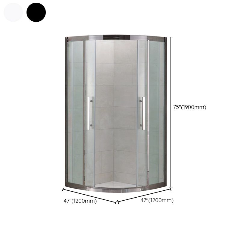 Shower Enclosure Semi-Frameless Double Sliding Neo-Angle Black Door Handles Shower Stall Clearhalo 'Bathroom Remodel & Bathroom Fixtures' 'Home Improvement' 'home_improvement' 'home_improvement_shower_stalls_enclosures' 'Shower Stalls & Enclosures' 'shower_stalls_enclosures' 'Showers & Bathtubs' 1200x1200_839cbb1e-139b-4dce-9b27-ff22b5c57ab0