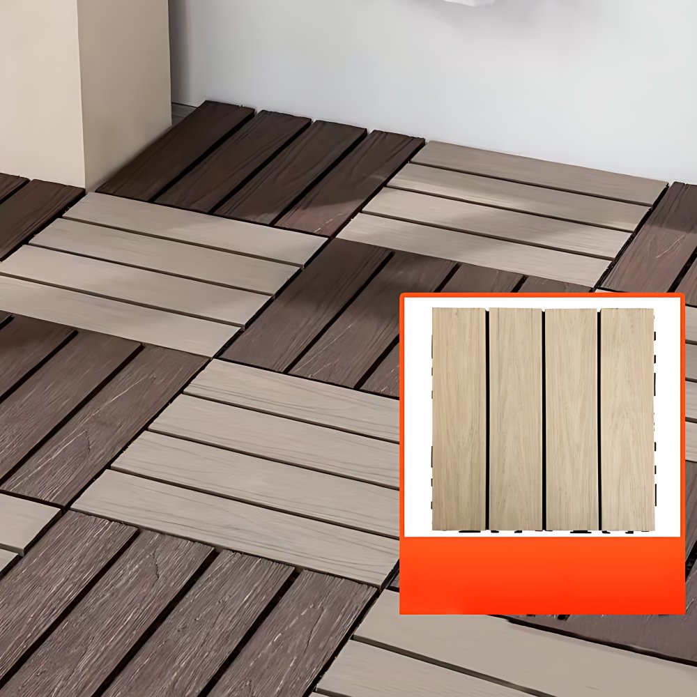 Composite Square Decking Tiles Interlocking Striped Pattern Patio ...