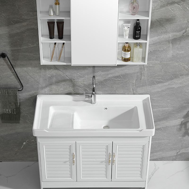 Metal Frame Vanity White Freestanding Rectangular Single Sink Glam Bath Vanity with Doors Clearhalo 'Bathroom Remodel & Bathroom Fixtures' 'Bathroom Vanities' 'bathroom_vanities' 'Home Improvement' 'home_improvement' 'home_improvement_bathroom_vanities' 1200x1200_83a630a1-2a1e-4b84-844c-bed09f29ae13