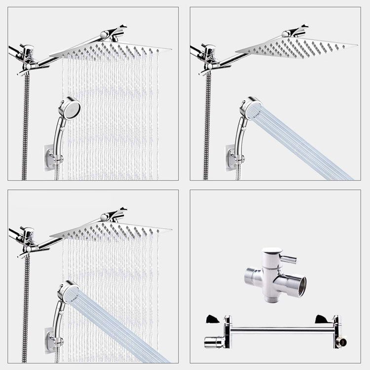 Contemporary Double Handle Shower Head High Arch Shower Head Combo in Chrome Clearhalo 'Bathroom Remodel & Bathroom Fixtures' 'Home Improvement' 'home_improvement' 'home_improvement_shower_heads' 'Shower Heads' 'shower_heads' 'Showers & Bathtubs Plumbing' 'Showers & Bathtubs' 1200x1200_83a7292b-0a0d-4366-9ff9-2d3712d01649