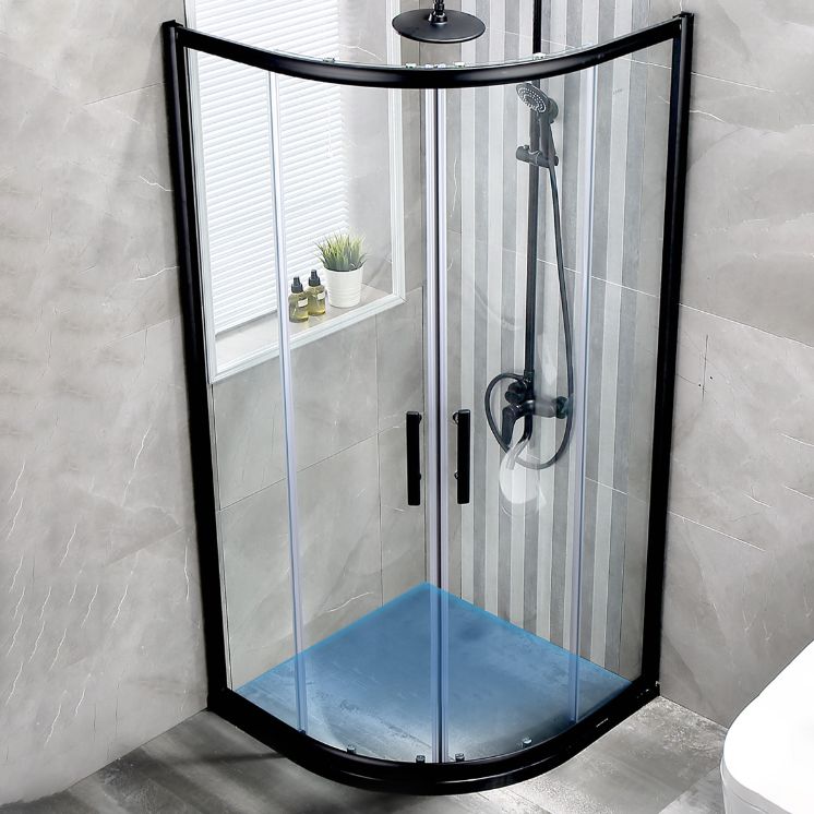 Semi-Frameless Double Sliding Shower Enclosure with Double Handles Clearhalo 'Bathroom Remodel & Bathroom Fixtures' 'Home Improvement' 'home_improvement' 'home_improvement_shower_stalls_enclosures' 'Shower Stalls & Enclosures' 'shower_stalls_enclosures' 'Showers & Bathtubs' 1200x1200_83b31eb7-2997-4004-816a-24b1b31e7a2c
