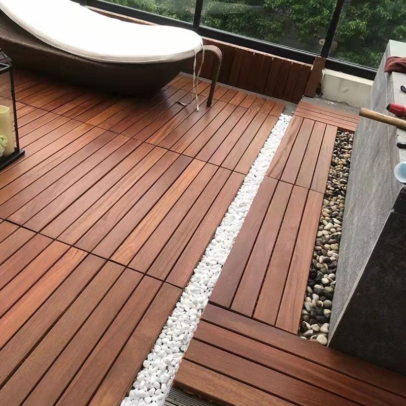 Rectangle Teak Floor Tile Water Resistant Click Lock Wooden Floor for Balcony Clearhalo 'Flooring 'Hardwood Flooring' 'hardwood_flooring' 'Home Improvement' 'home_improvement' 'home_improvement_hardwood_flooring' Walls and Ceiling' 1200x1200_83c09192-5029-490c-9a80-a12f4f6f7731