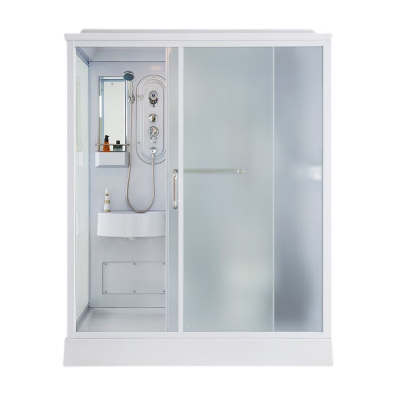 Modern Shower Stall Frosted Single Sliding Shower Stall in White Clearhalo 'Bathroom Remodel & Bathroom Fixtures' 'Home Improvement' 'home_improvement' 'home_improvement_shower_stalls_enclosures' 'Shower Stalls & Enclosures' 'shower_stalls_enclosures' 'Showers & Bathtubs' 1200x1200_83c32efc-f45a-45df-8a16-2bac12e2ffe9